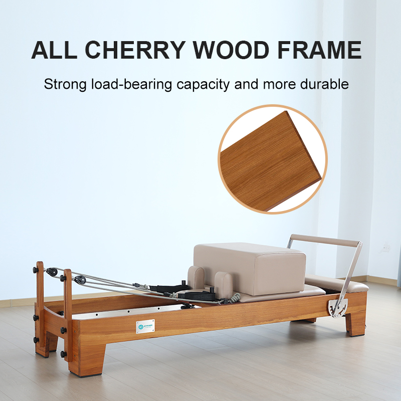 Premium Quality Pilates Reformer Teak wood Cowhide Leather（H199）