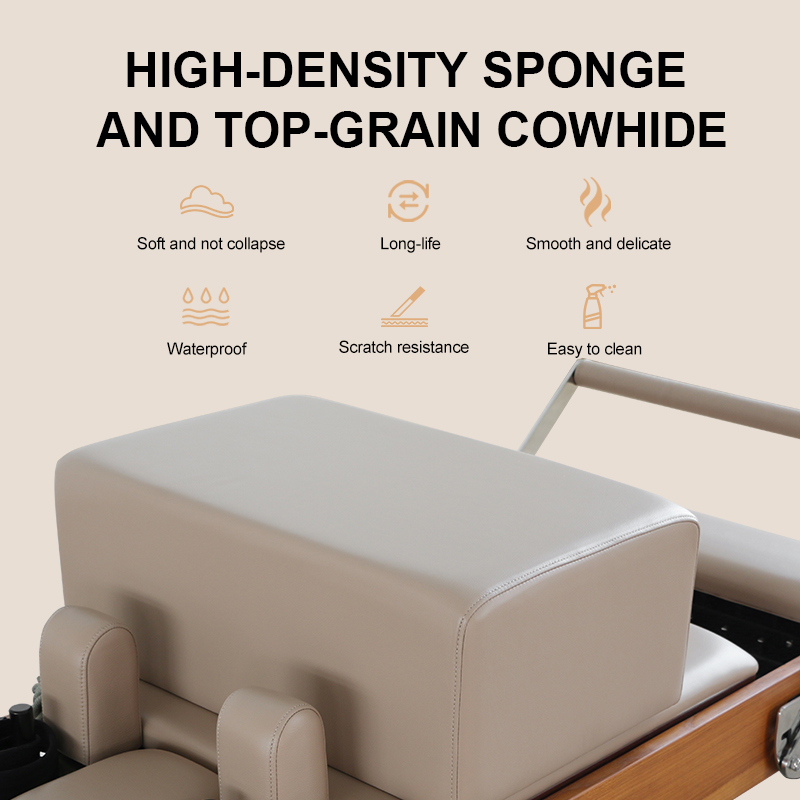Premium Quality Pilates Reformer Teak wood Cowhide Leather（H199）