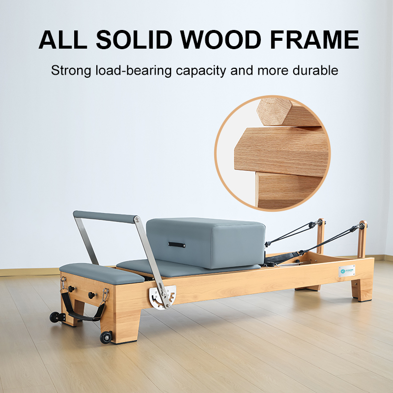 Commercial Pilates Reformer for Studio and Personal Use Beech wood（H80）