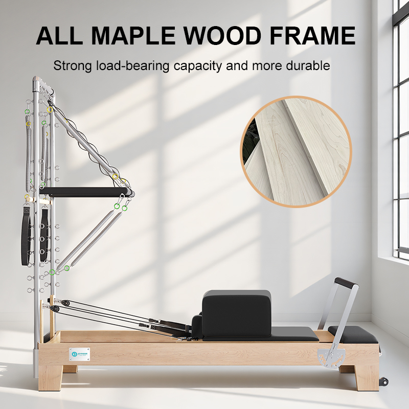 Pilates Reformer with Half Tower - Professional Wood Reformer with Jump Board（B90）