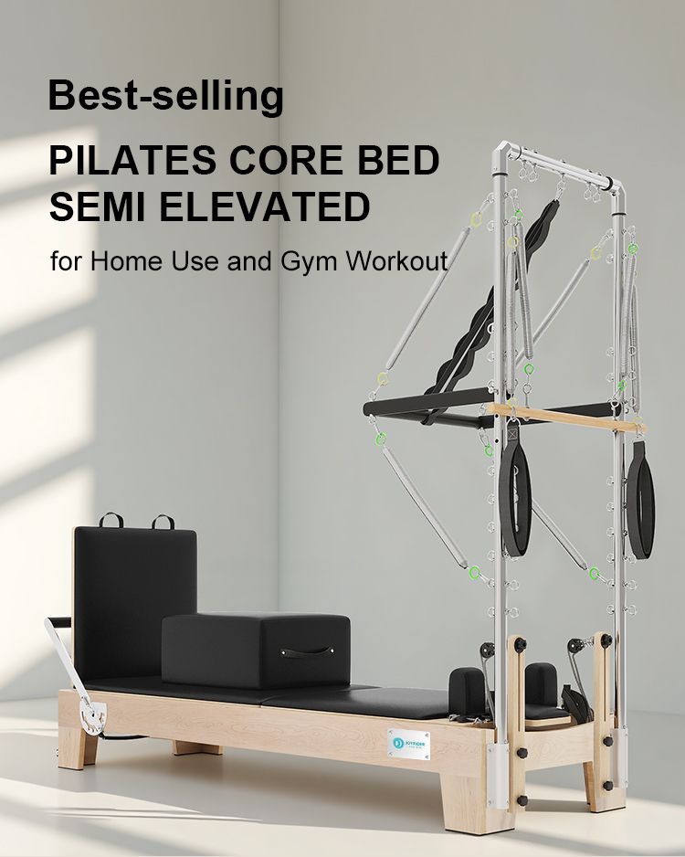 Pilates Reformer with Half Tower - Professional Wood Reformer with Jump Board（B90）