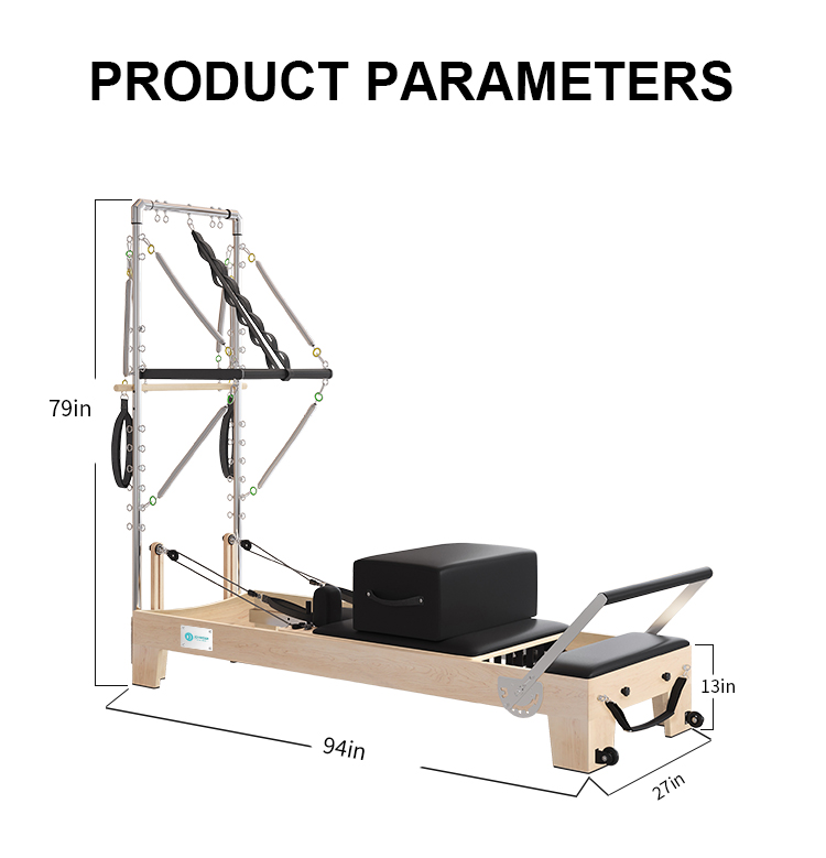 Pilates Reformer with Half Tower - Professional Wood Reformer with Jump Board（B90）