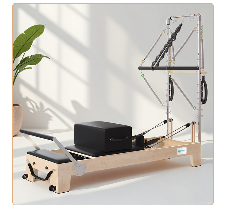 Pilates Reformer with Half Tower - Professional Wood Reformer with Jump Board（B90）