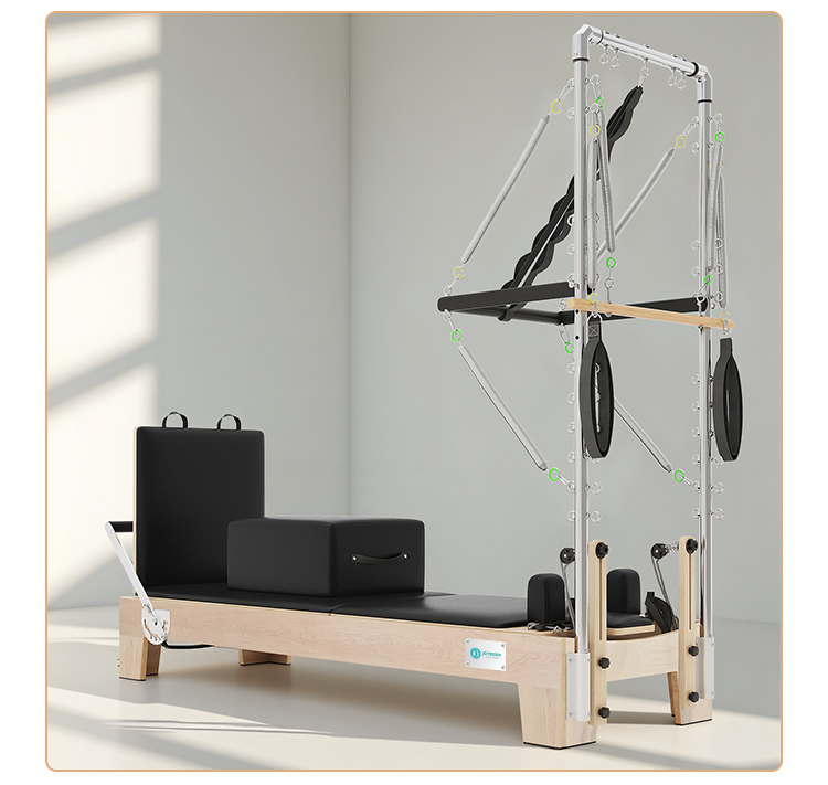 Pilates Reformer with Half Tower - Professional Wood Reformer with Jump Board（B90）