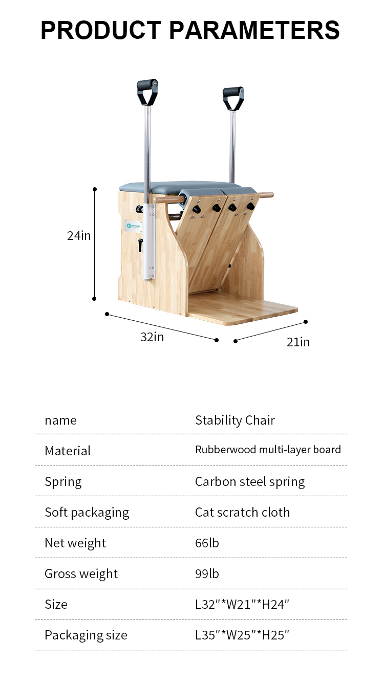Joyrieder Pilates Stability Chair - Rubber Wood, Cat Scratch Cloth | Premium Quality (W60)