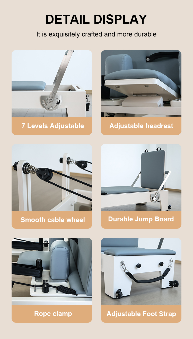 Pilates Reformer Stunning Rubber wood frame（H63）