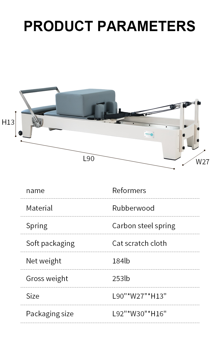 Pilates Reformer Stunning Rubber wood frame（H63）