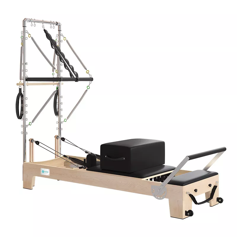 Pilates Reformer with Half Tower - Professional Wood Reformer with Jump Board（B90）