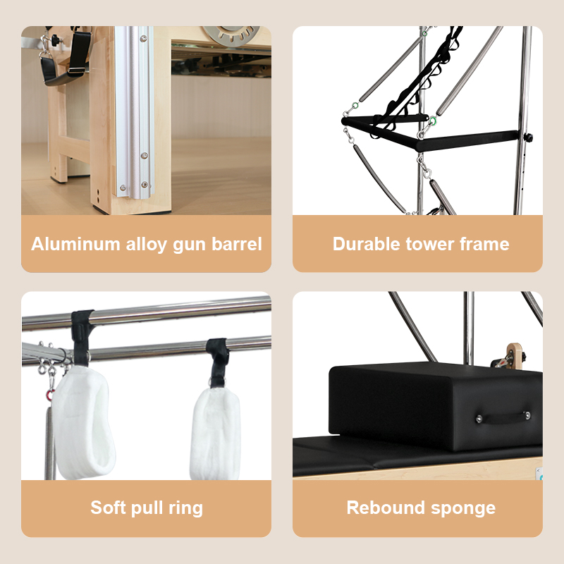 3 in 1 Multifunctional Pilates Reformer Equipment Maple wood frame（E90）