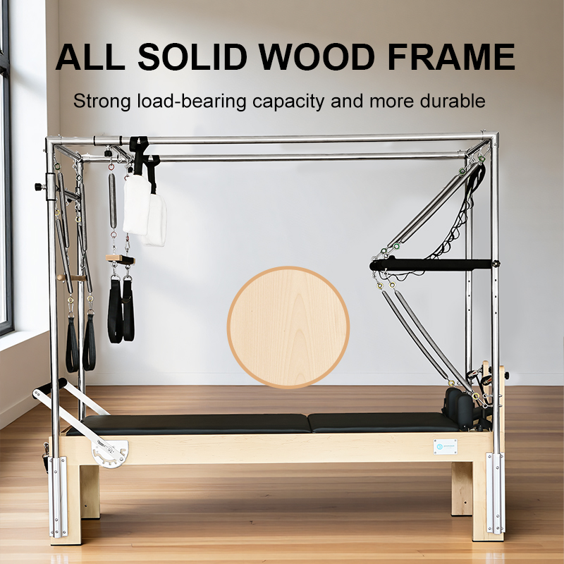 3 in 1 Multifunctional Pilates Reformer Equipment Maple wood frame（E90）