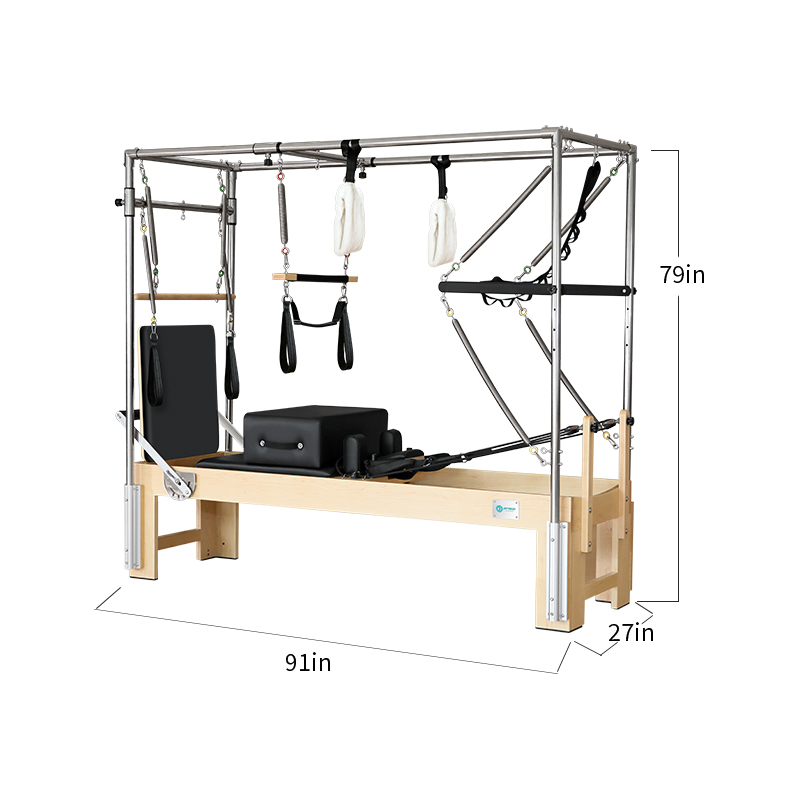 3 in 1 Multifunctional Pilates Reformer Equipment Maple wood frame（E90）