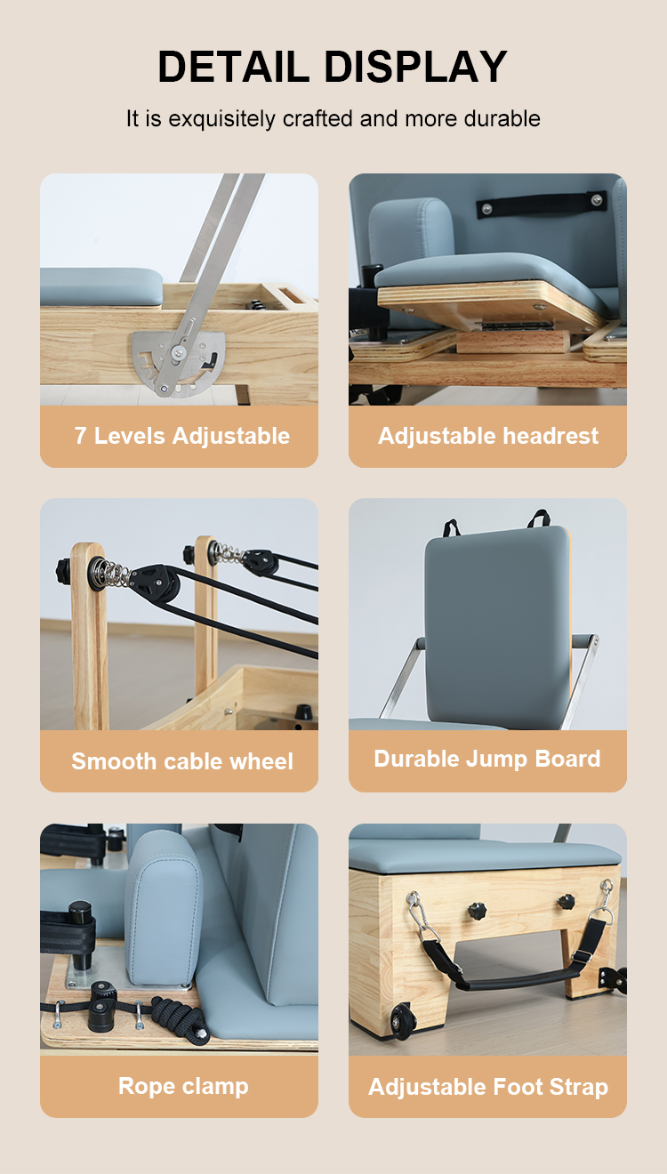 Joyrider Studio Pilates Reformer - Professional Wood Reformer with German Springs & Jump Board (H60)