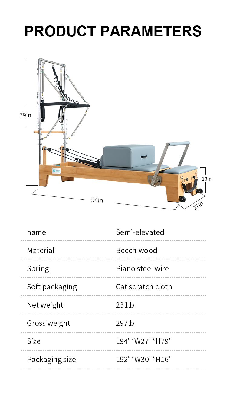 Pilates Reformer with Semi-elevated Half Tower（B80）