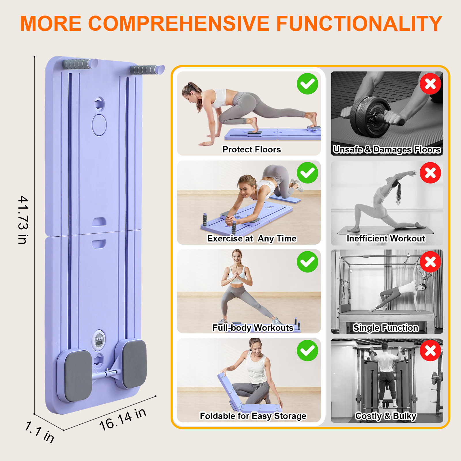 Multifunctional Pilates board 15 in 1 home reformer foldable carriable