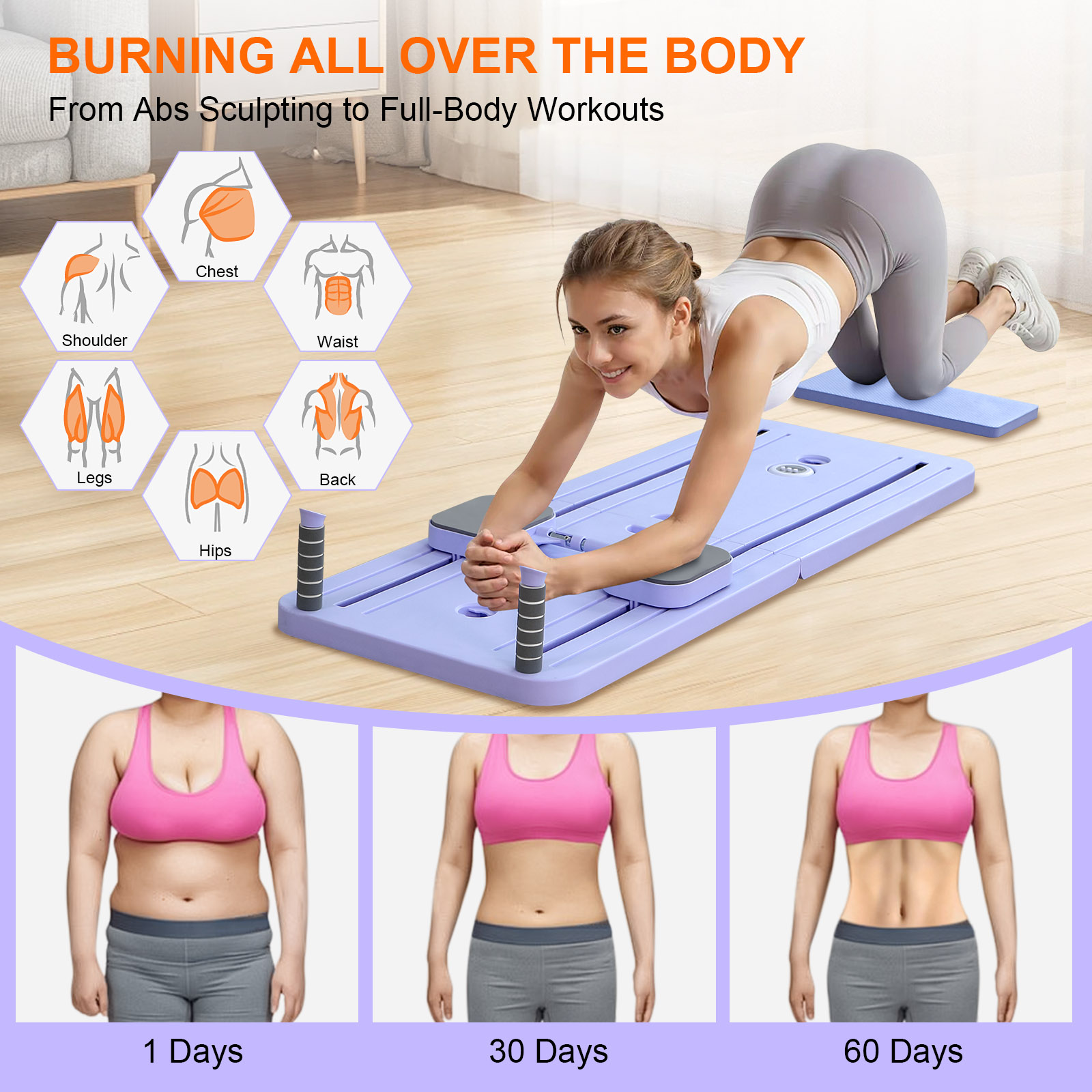 Multifunctional Pilates board 15 in 1 home reformer foldable carriable