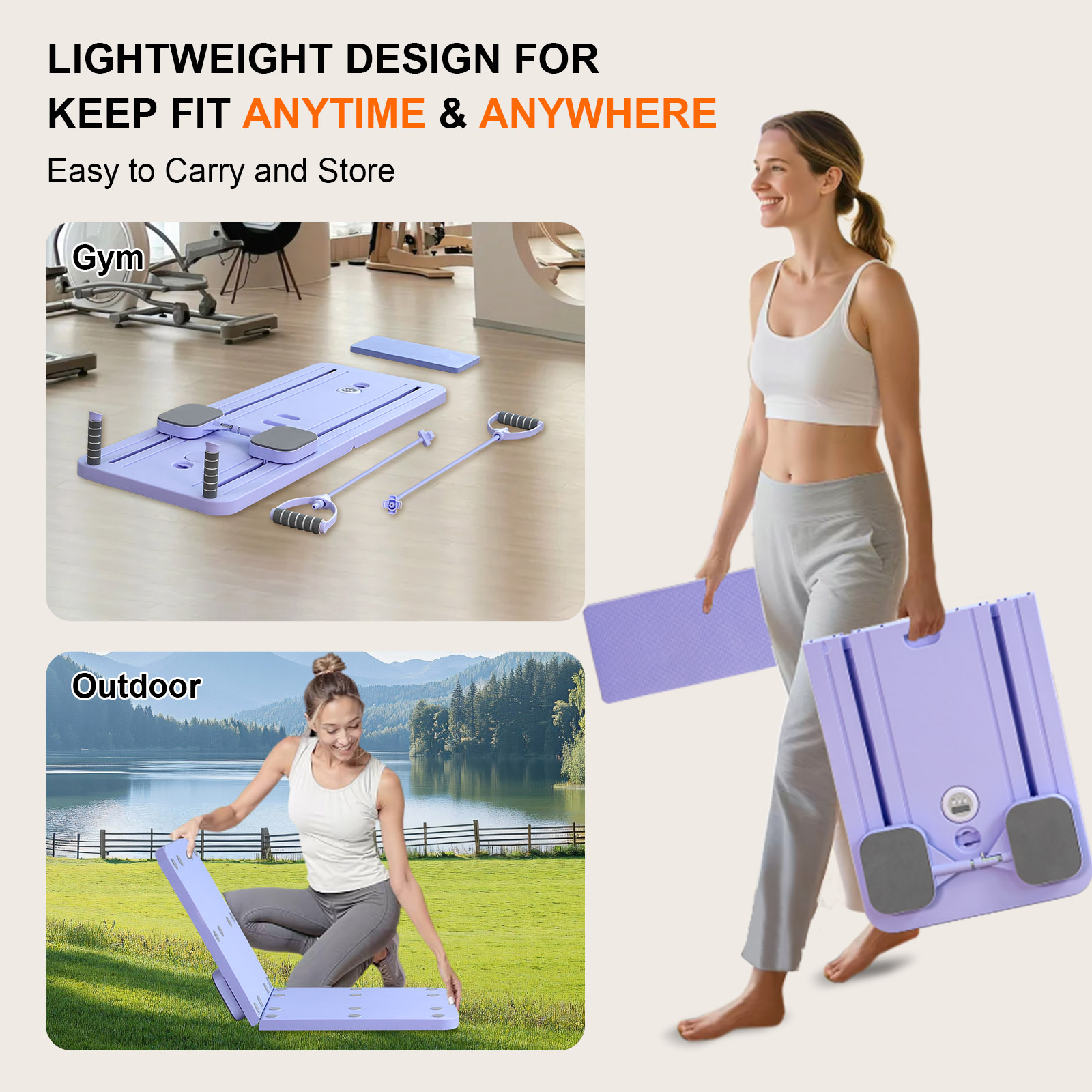 Multifunctional Pilates board 15 in 1 home reformer foldable carriable